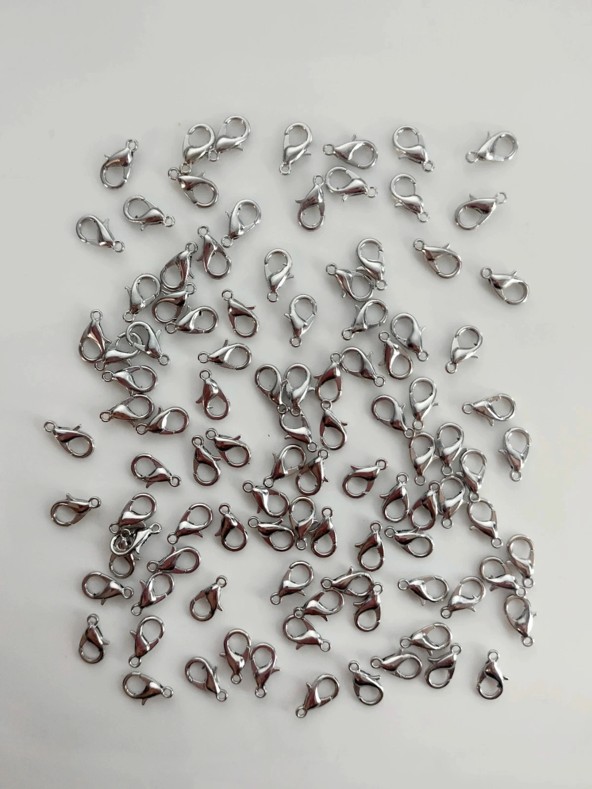 100 mousquetons fermoirs à bijoux argentés foncés Lot n°6465